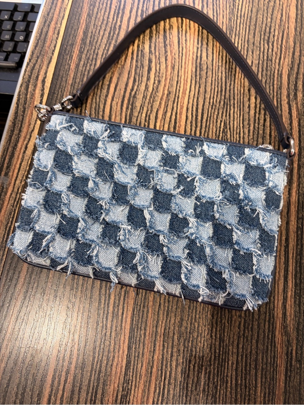 Michael Kors Distressed Denim Patchwork Wristlet - Blue